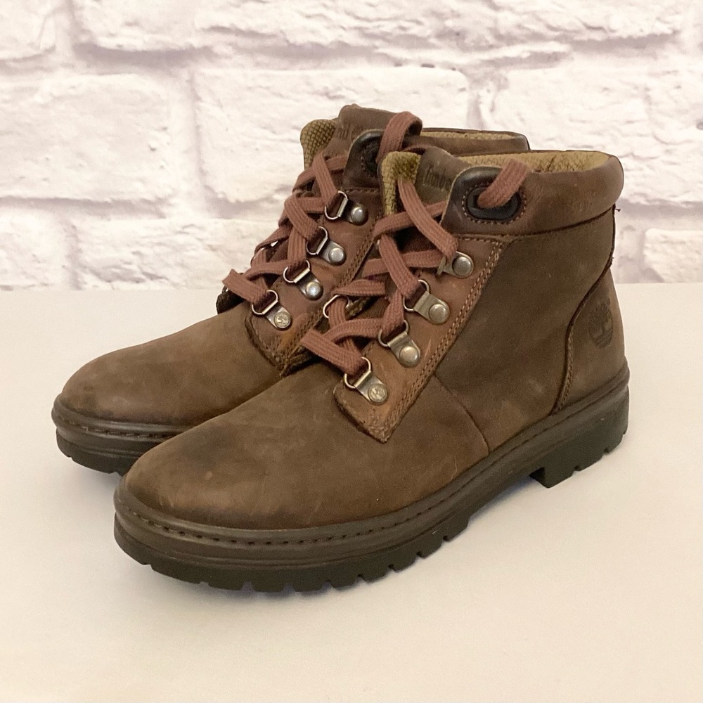 Timberland 7 Women’s Leather Hiking Ankle Boots Brown Lace Up 12343
